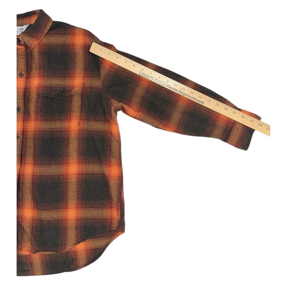 Old Navy Evermore Taylor Swift Sz L Flannel Boyfriend Shirt Orange Plaid Womens - Picture 7 of 7